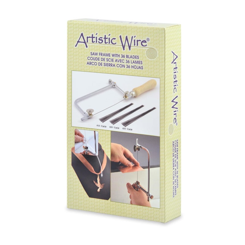 Artistic Wire Jewelers Saw Frame Kit - Jewelers Saw with 36 Blade Assortment (3/0, 2/0, 1/0 Sizes) - Ideal for Jewelers, Silversmiths, Hobbyworkers, DIYers - Image 1